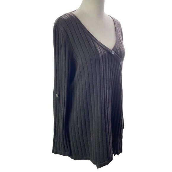 SOFT SURROUNDINGS Sweater Pullover Long Sleeve Button Accents Brown PM 5-32 - Picture 2 of 15
